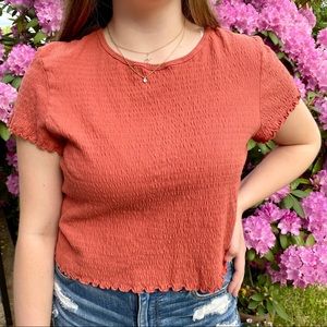 American Eagle Peach Smocked T-Shirt
